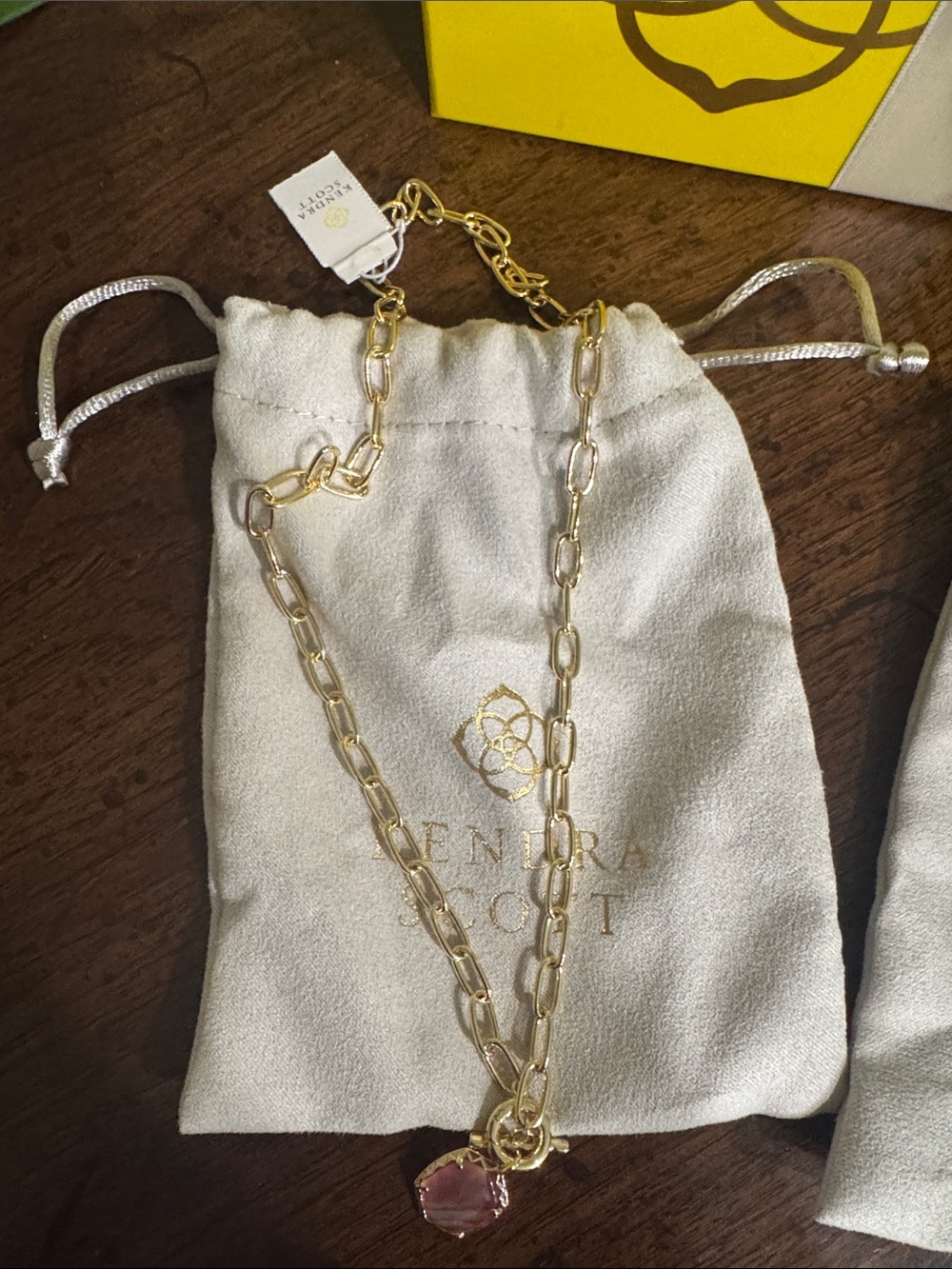 Kendra Scott gold Chain Necklace and Bracelet with Pink Gemstones. - Picture 3 of 5